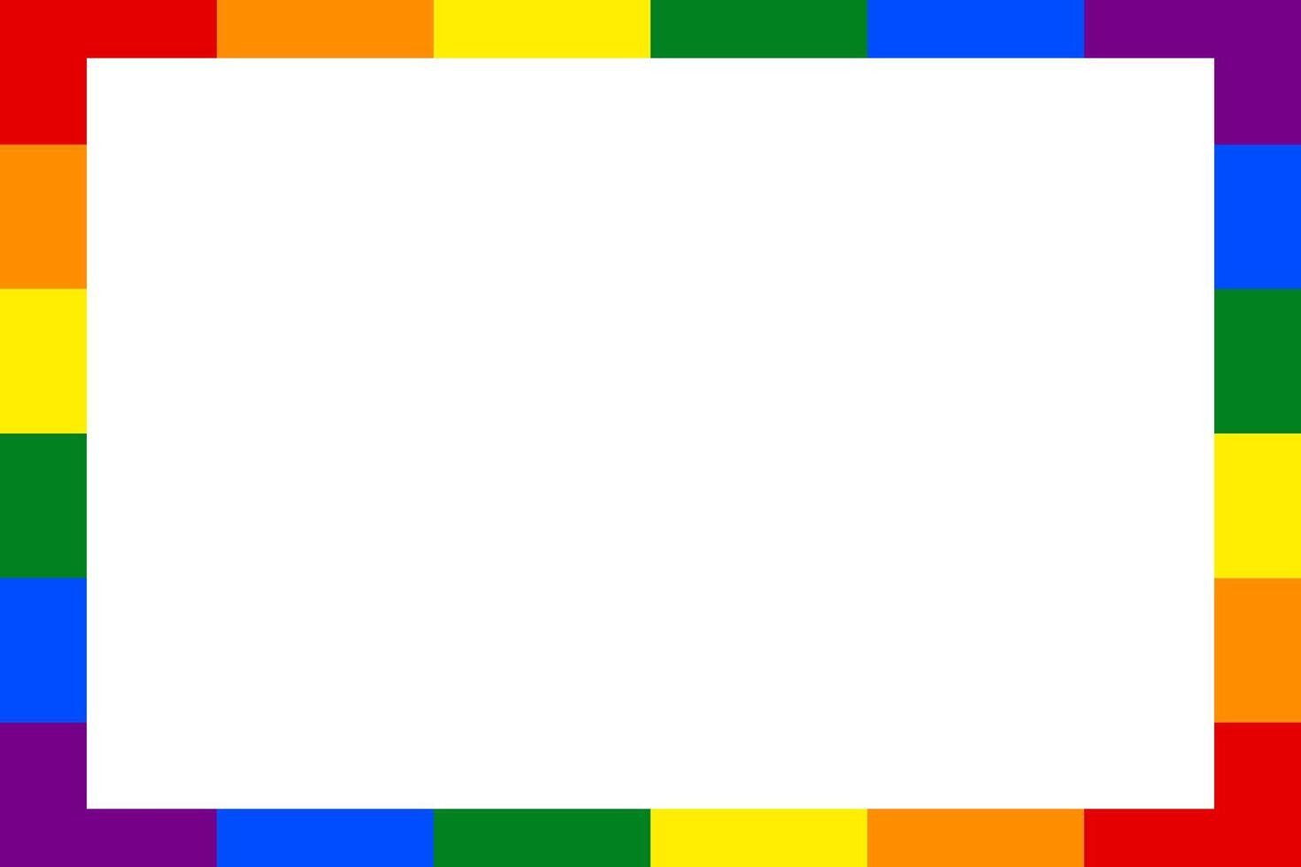 Empty rainbow rectangular frame isolated on a transparent background. Photo frame in the colors of the Pride flag. Blank frame for pride month vector