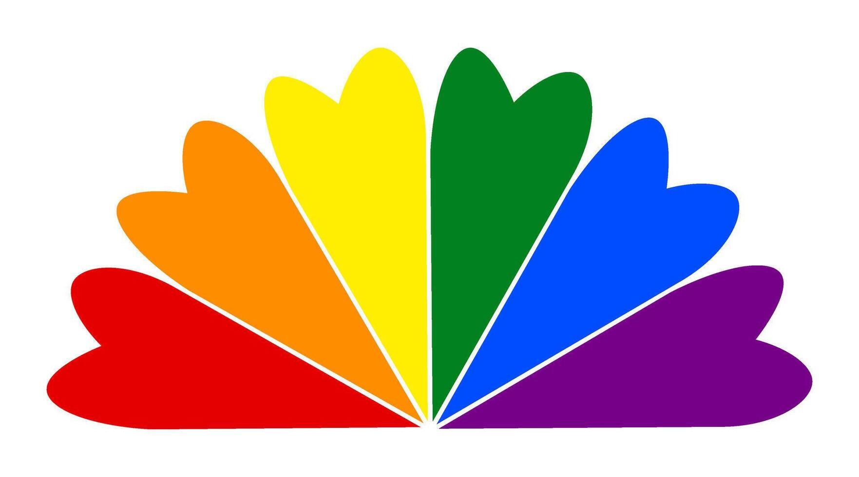 A rainbow Flower of hearts isolated on a transparent background. Pride badge icon. Element for Pride Month. Flat illustration vector