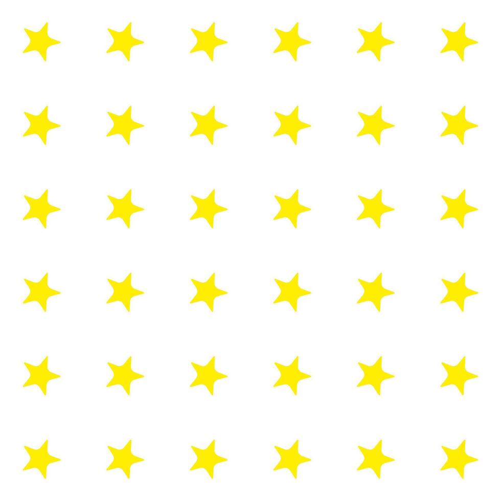 Seamless pattern with yellow stars that are neatly aligned in rows on a white background. Simple solid pattern for wrapping paper, gift paper, children's textiles, pillows or other vector