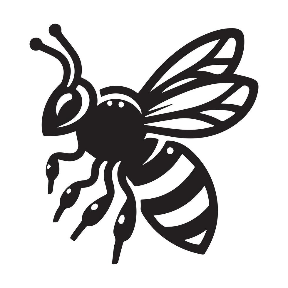 Bee silhouette black flat illustration vector