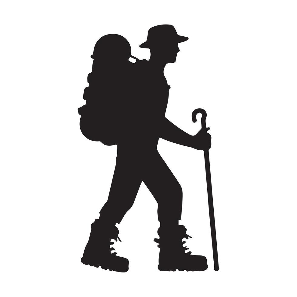 Flat hiking man illustration. vector
