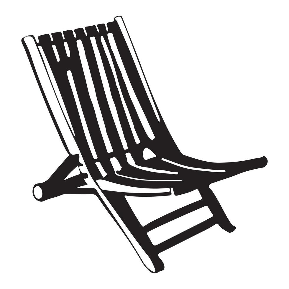 Beach Chair Silhouette Flat Illustration. vector