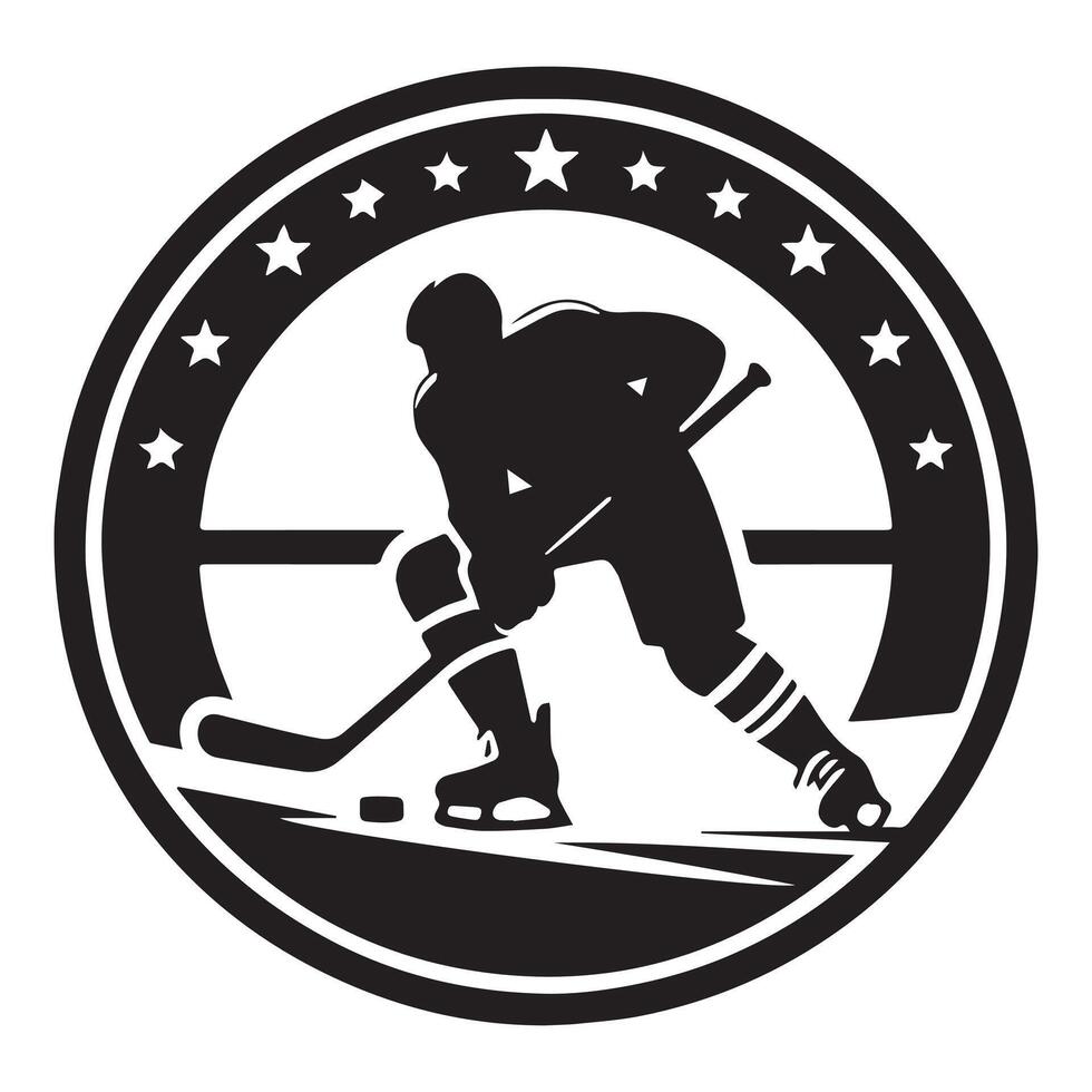 Hockey silhouette black flat illustration. vector