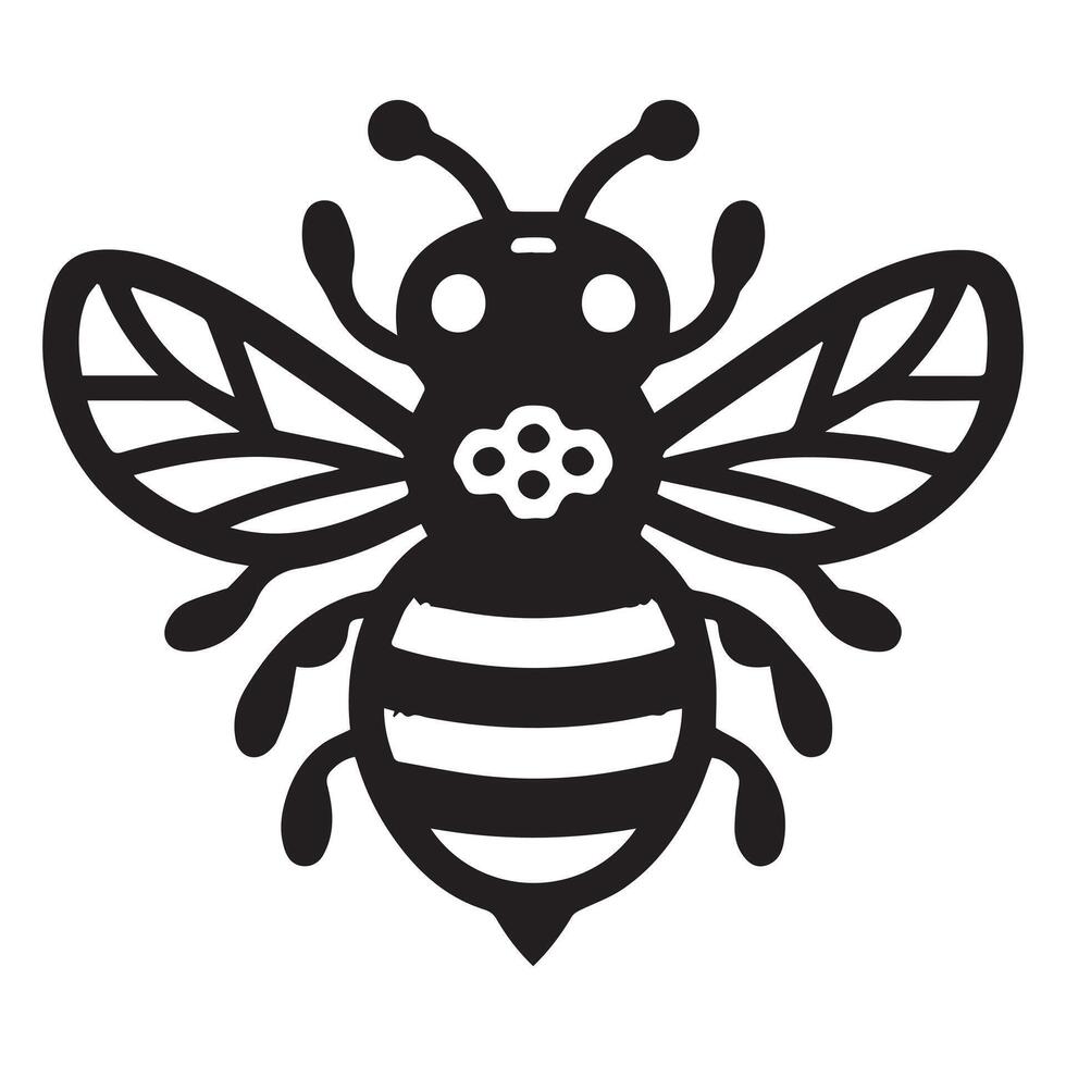 Bee silhouette black flat illustration vector