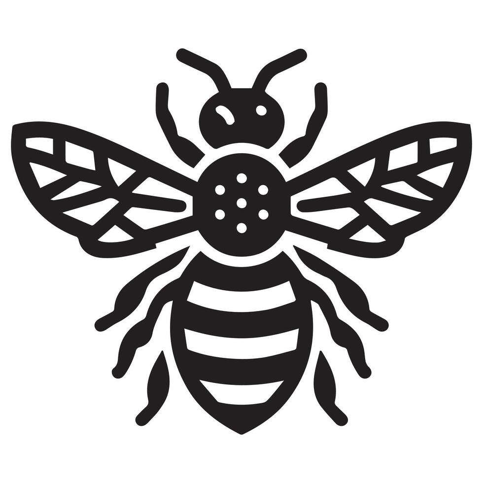 Bee silhouette black flat illustration vector