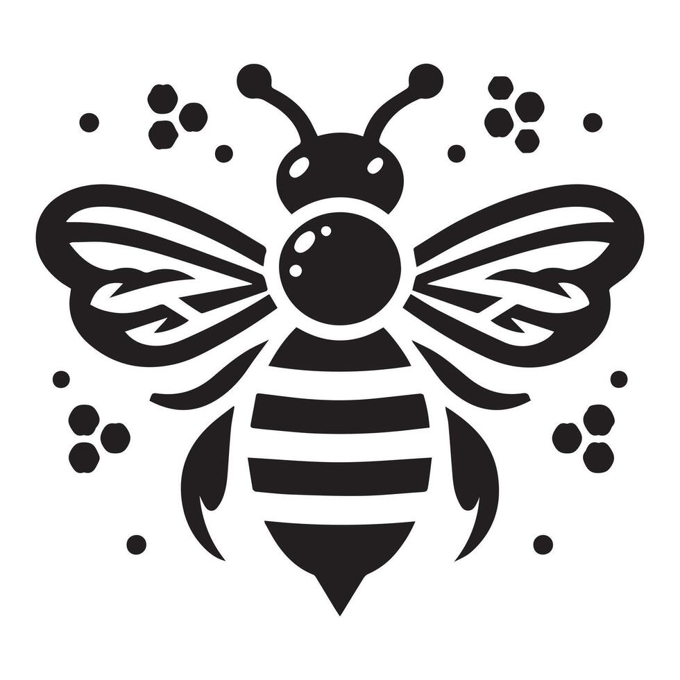 Bee silhouette black flat illustration vector