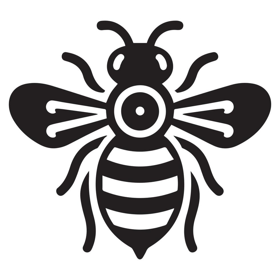 Bee silhouette black flat illustration vector