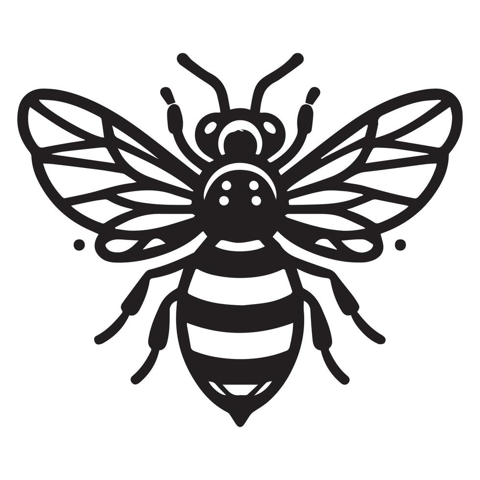 Bee silhouette black flat illustration vector