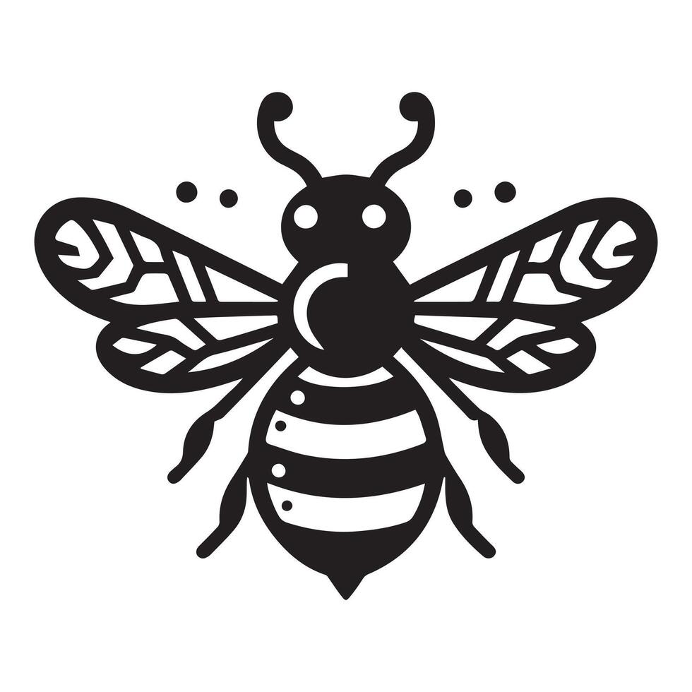 Bee silhouette black flat illustration vector