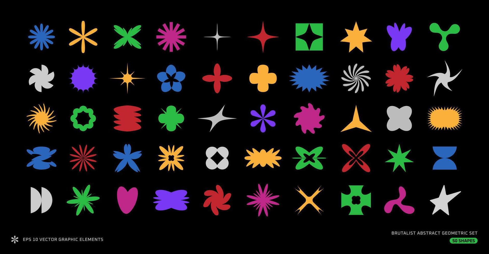 Trendy shape collection. brutalist geometric set. y2k shapes etc. vector