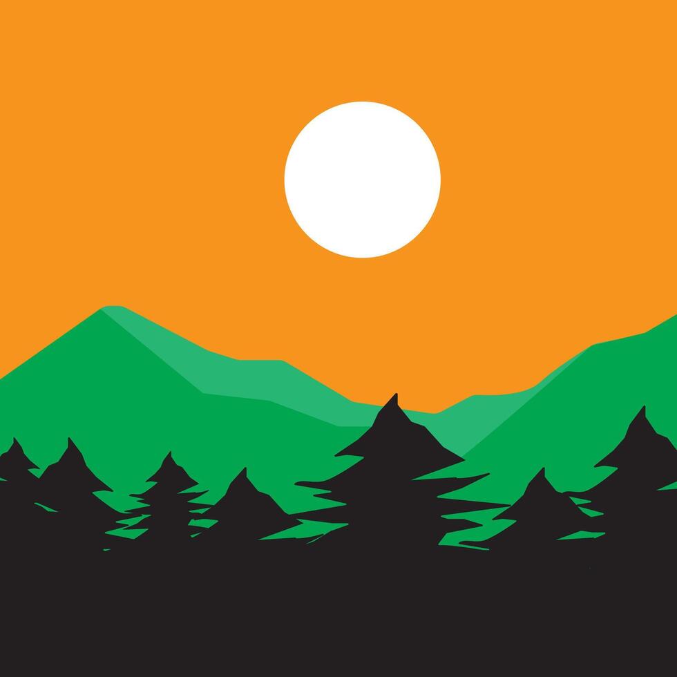 landscape with mountains and sun vector