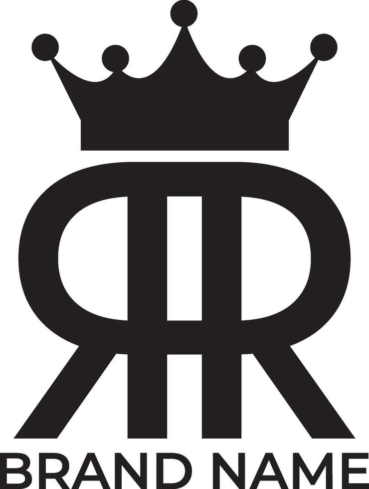 RR, RAR alphabet crown illustration vector