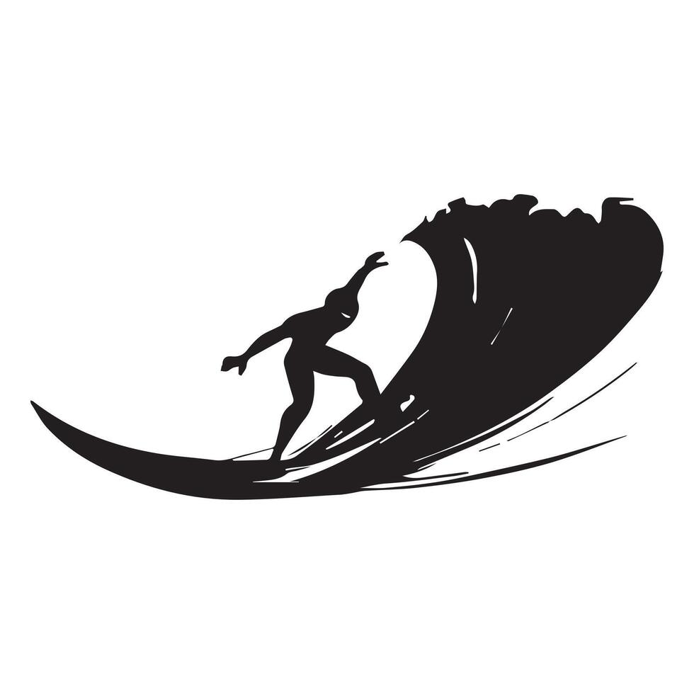 Surfing Silhouette Flat Illustration. vector