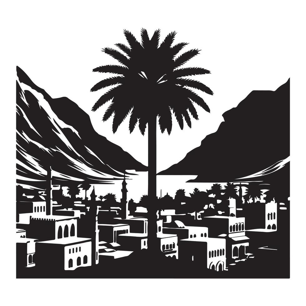 Palm trees Silhouette flat Illustration art. vector
