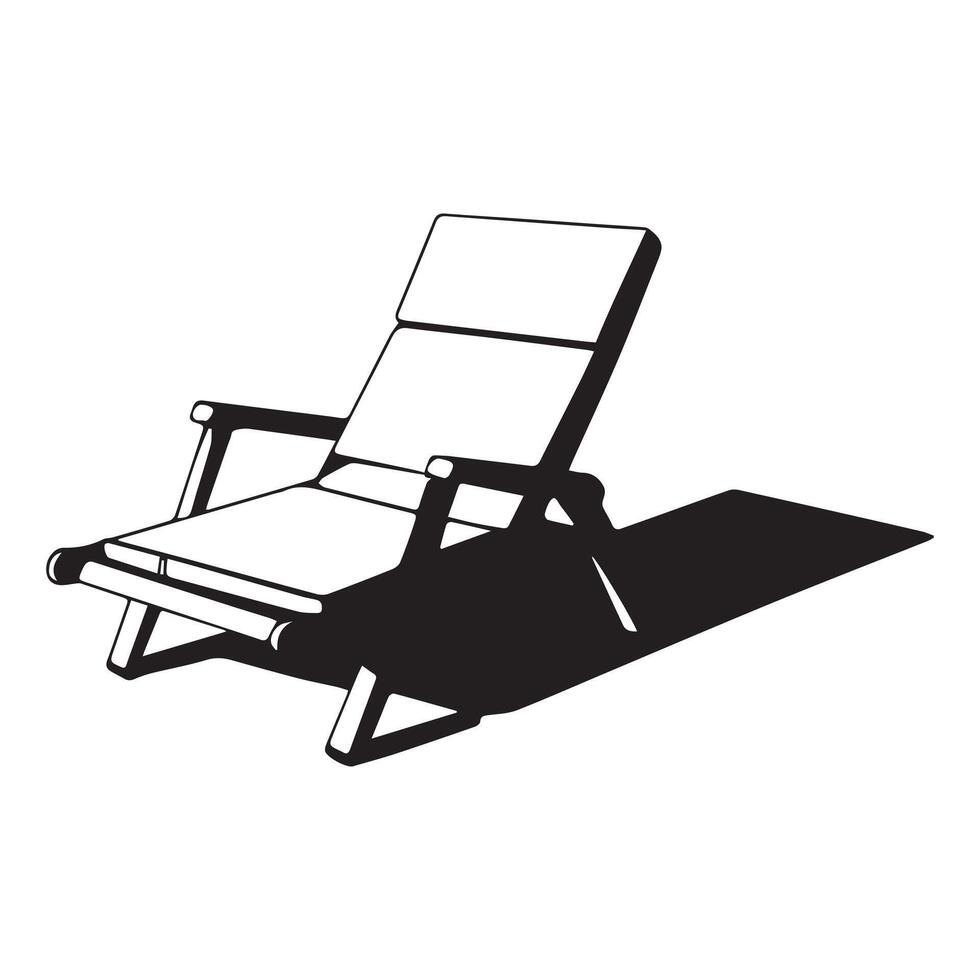 Beach Chair Silhouette Flat Illustration. vector