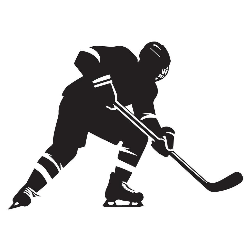 hockey silueta negro plano ilustración. vector