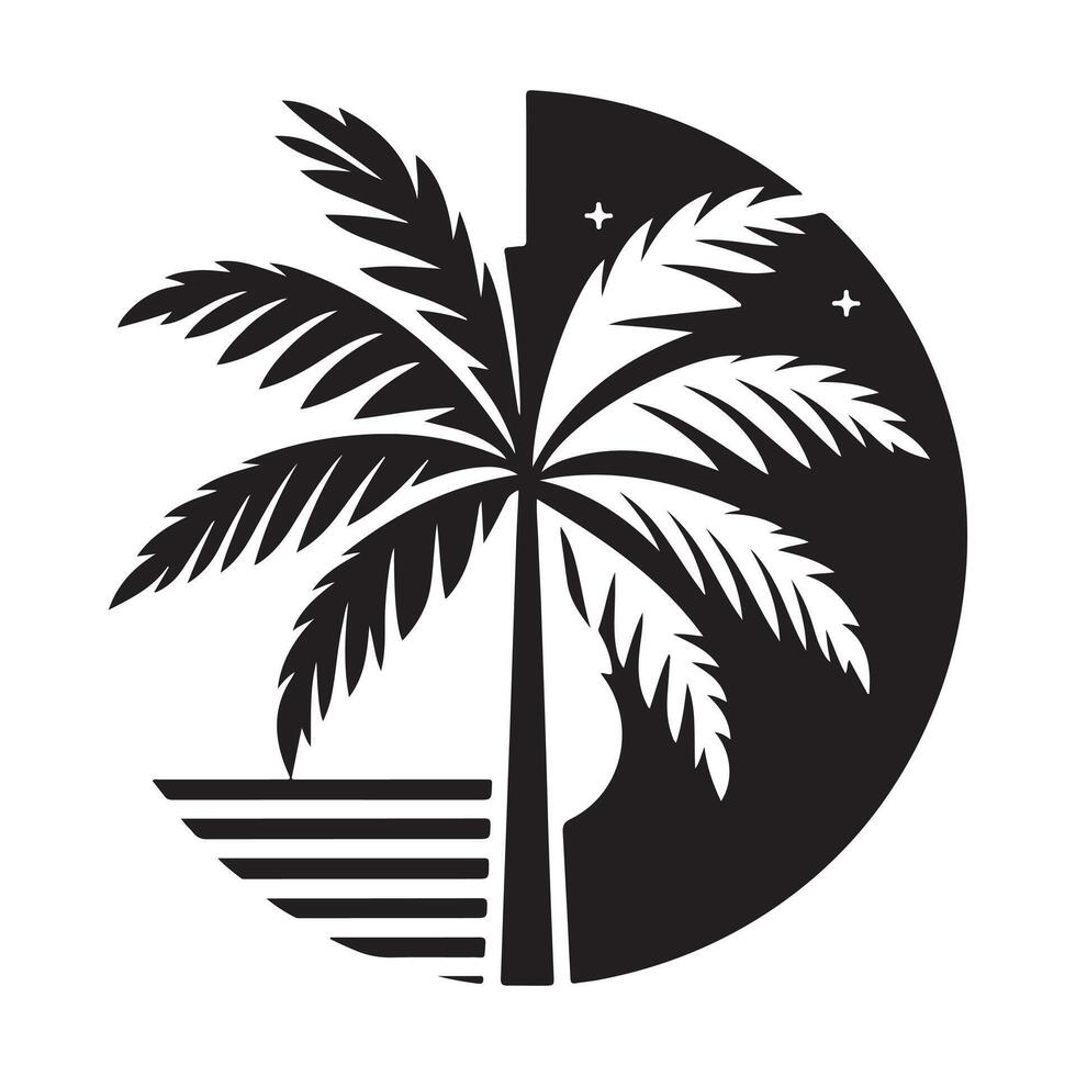 Palm trees Silhouette flat Illustration art. vector