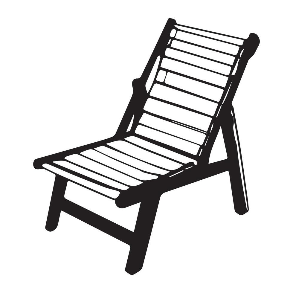 Beach Chair Silhouette Flat Illustration. vector