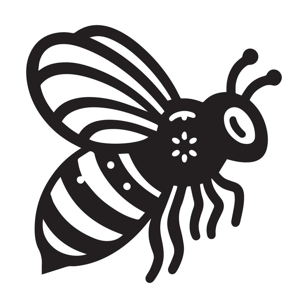 Bee silhouette black flat illustration vector