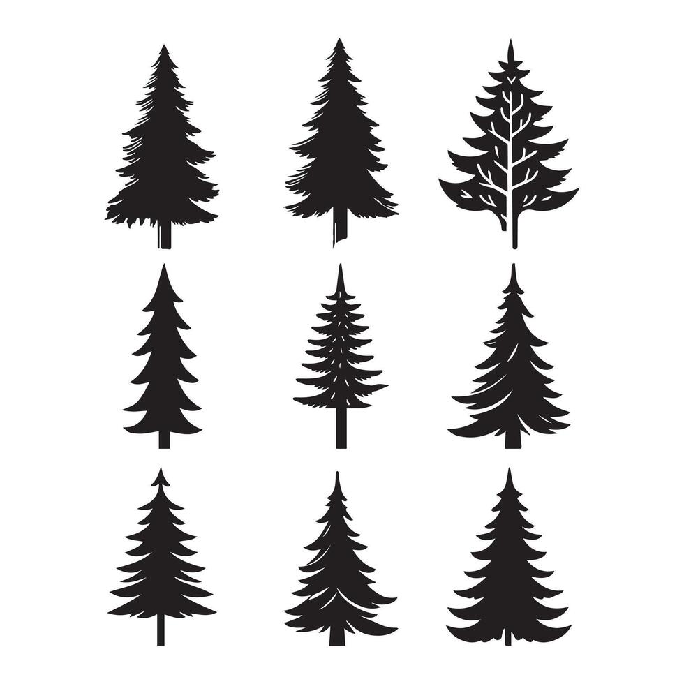 pino árbol silueta ilustración. vector