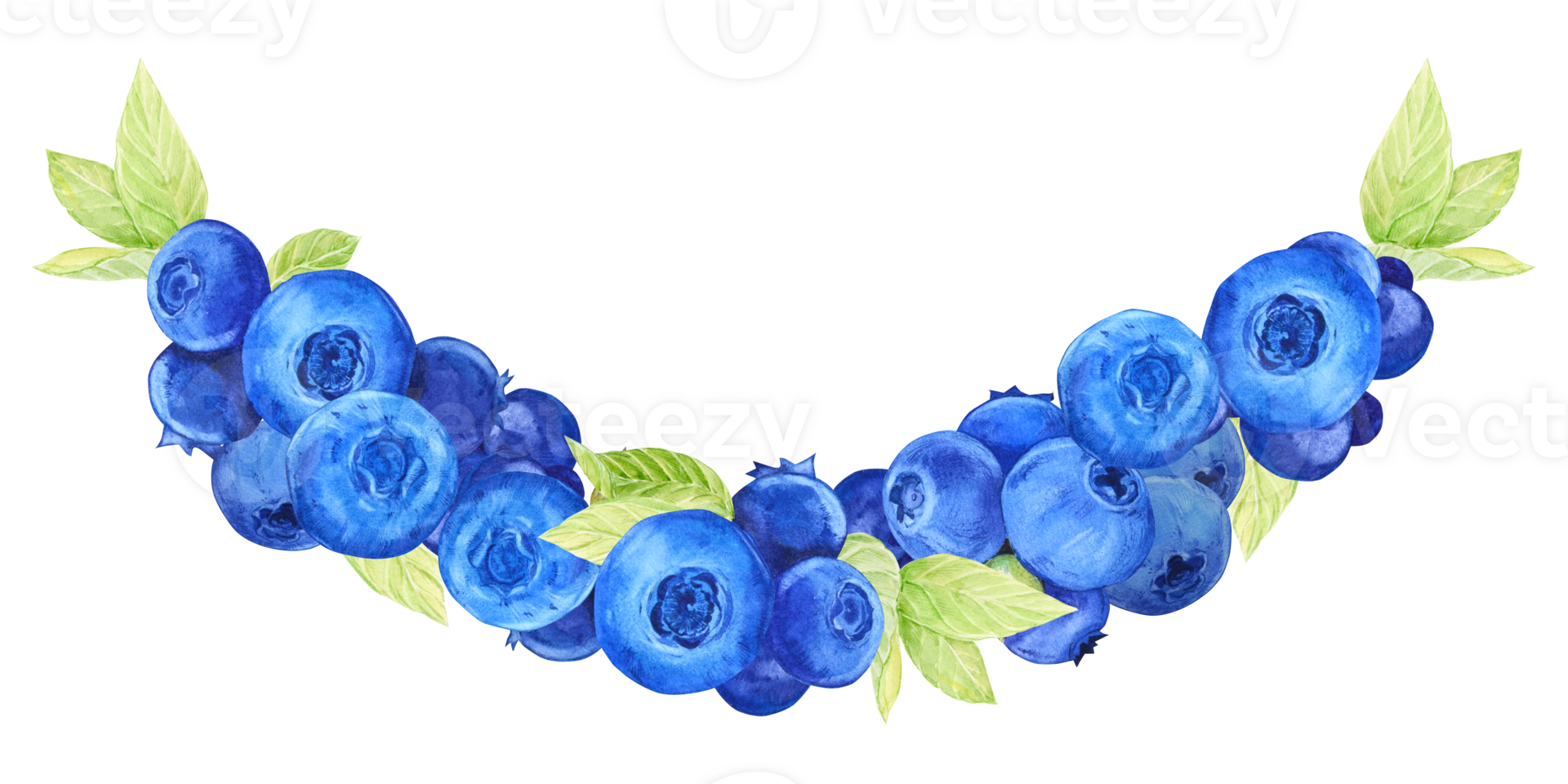 Composition of blueberries. Watercolor blue berries, greens and leaves. Branch of garden berries harvest of natural products. Illustration for packaging of eco-products, label for blueberry jam png