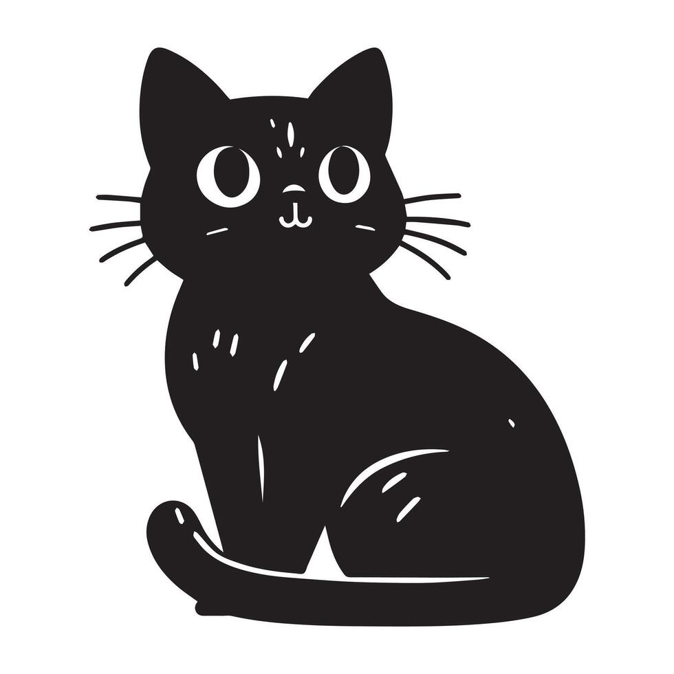 un gato silueta plano ilustración vector