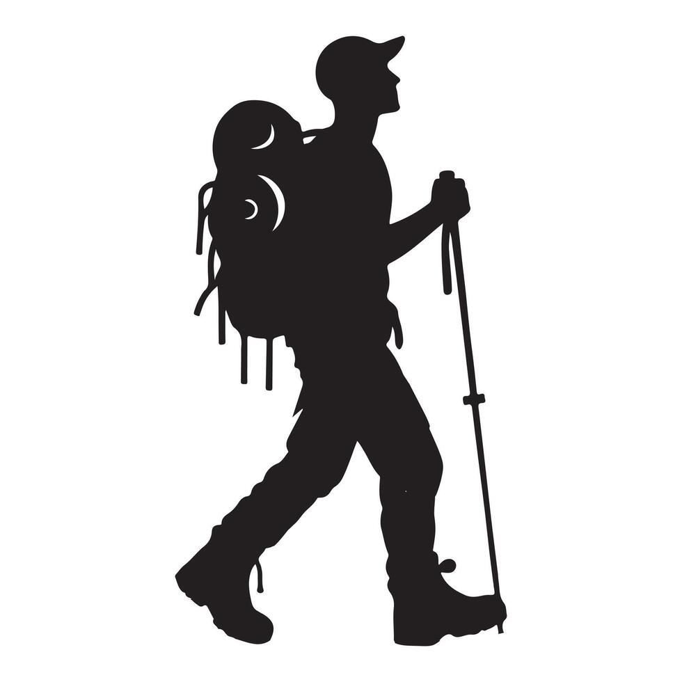 Flat hiking man illustration. vector