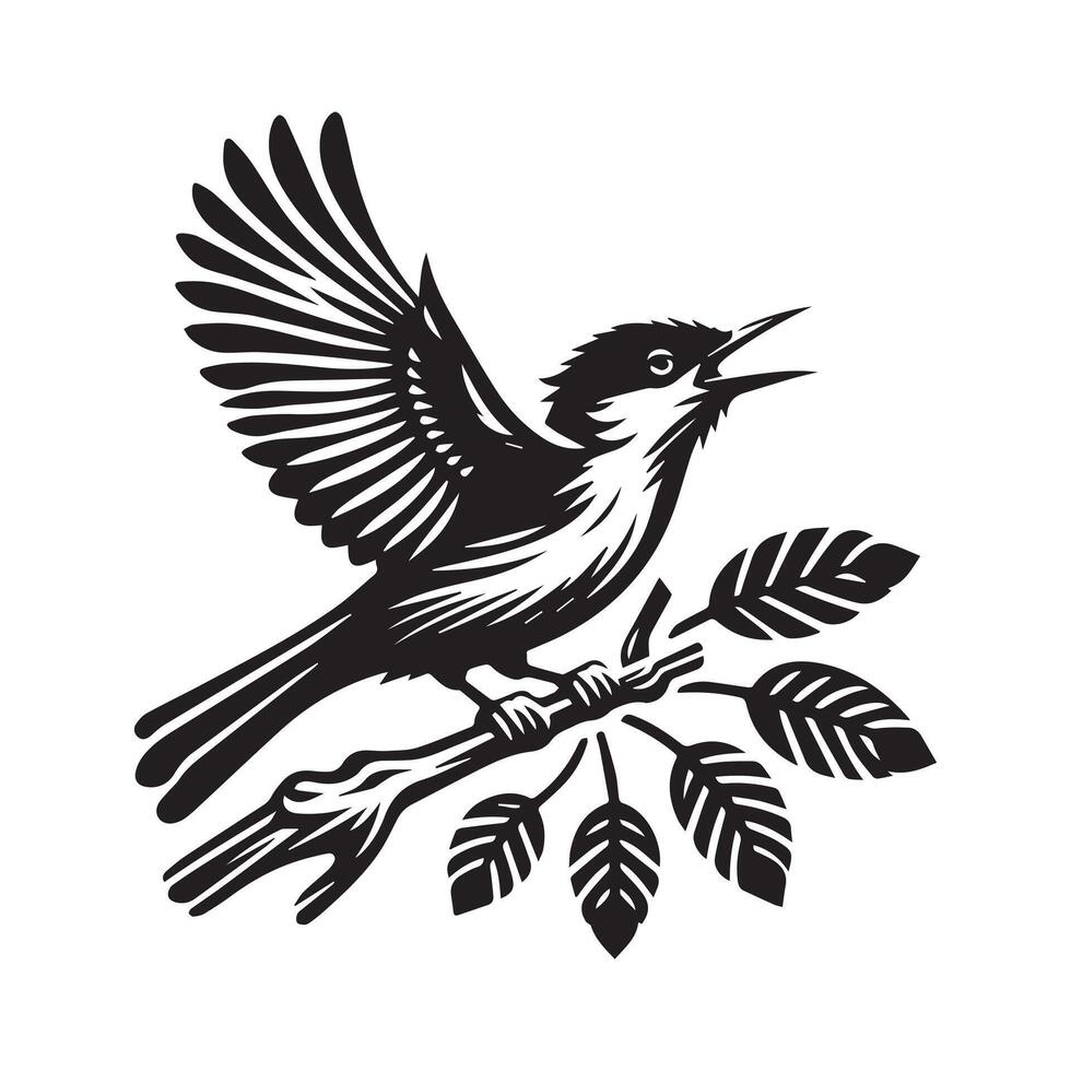 pájaro silueta plano ilustración. vector