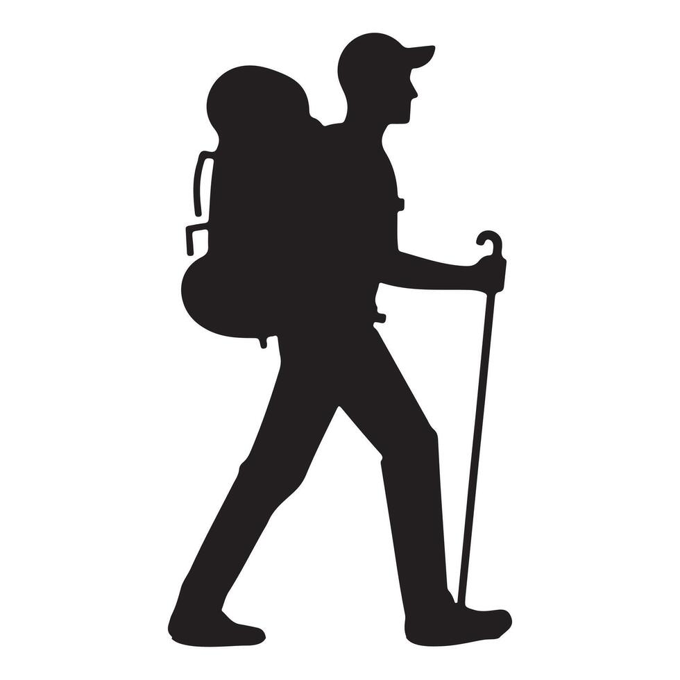 Flat hiking man illustration. vector