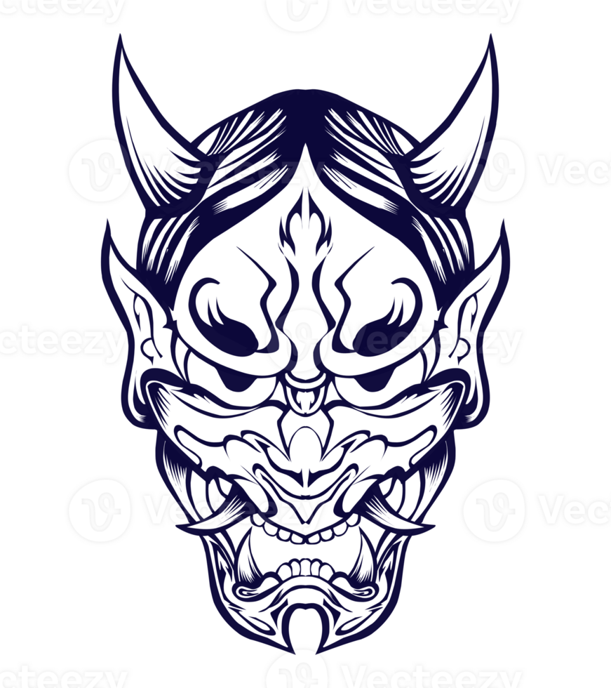 Illustration of a Japanese Hannya mask. Perfect for stickers, icons, logos, posters, banners png