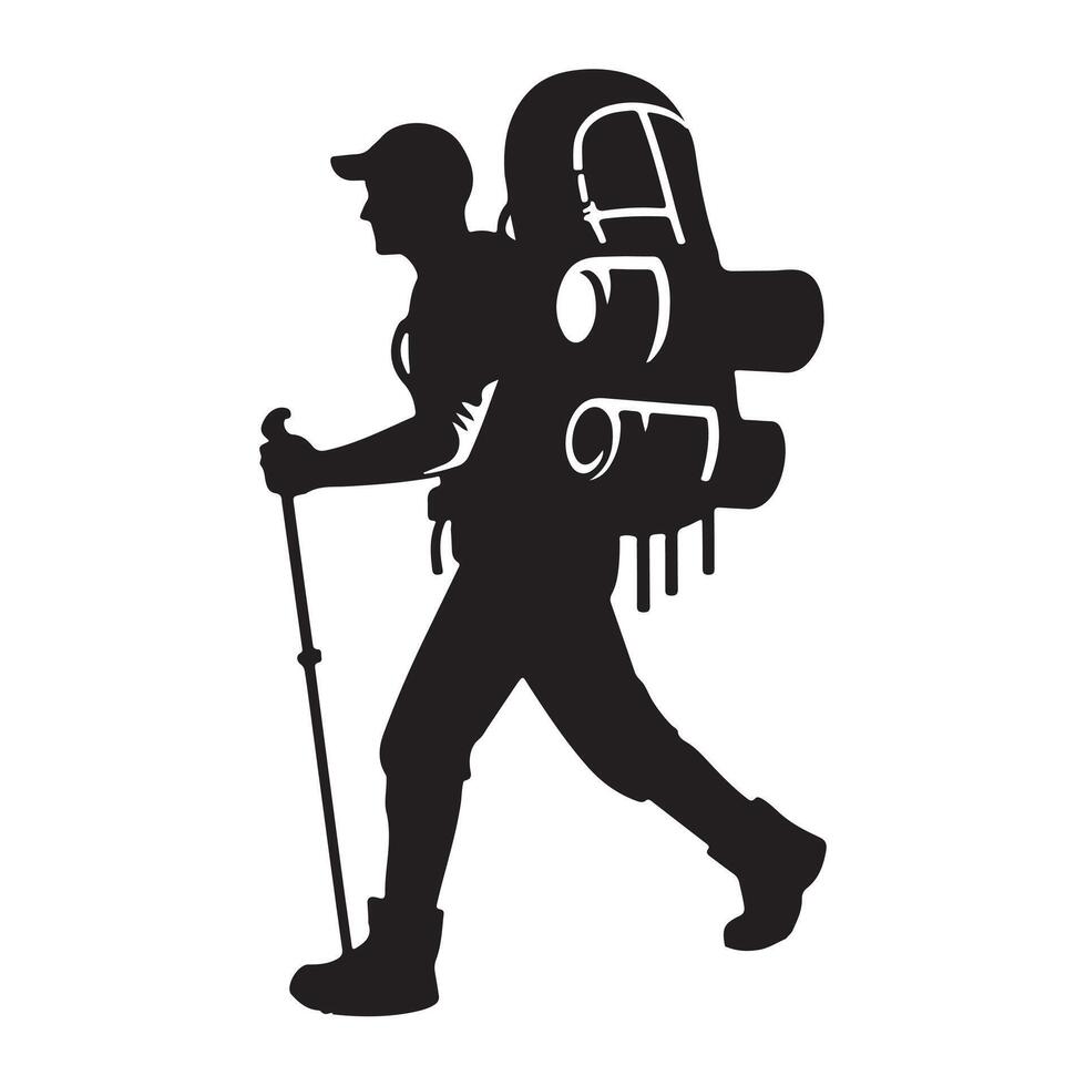 Flat hiking man illustration. vector