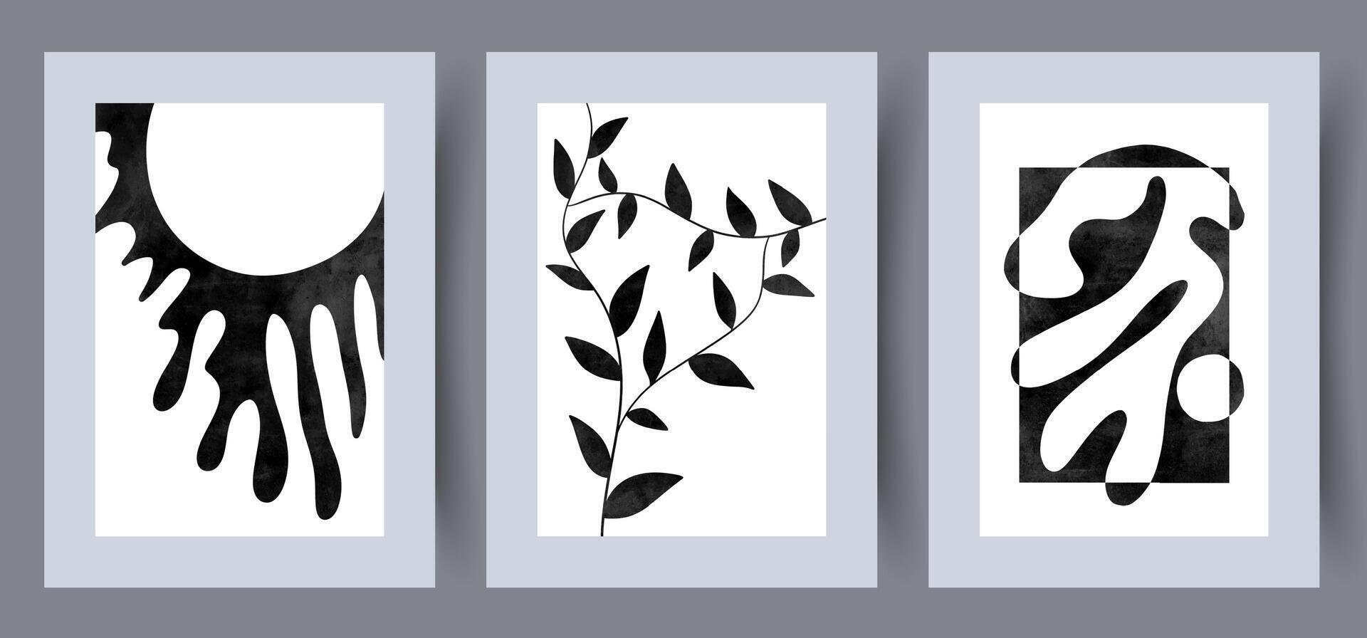 Abstract sketches spots plants wall art print vector