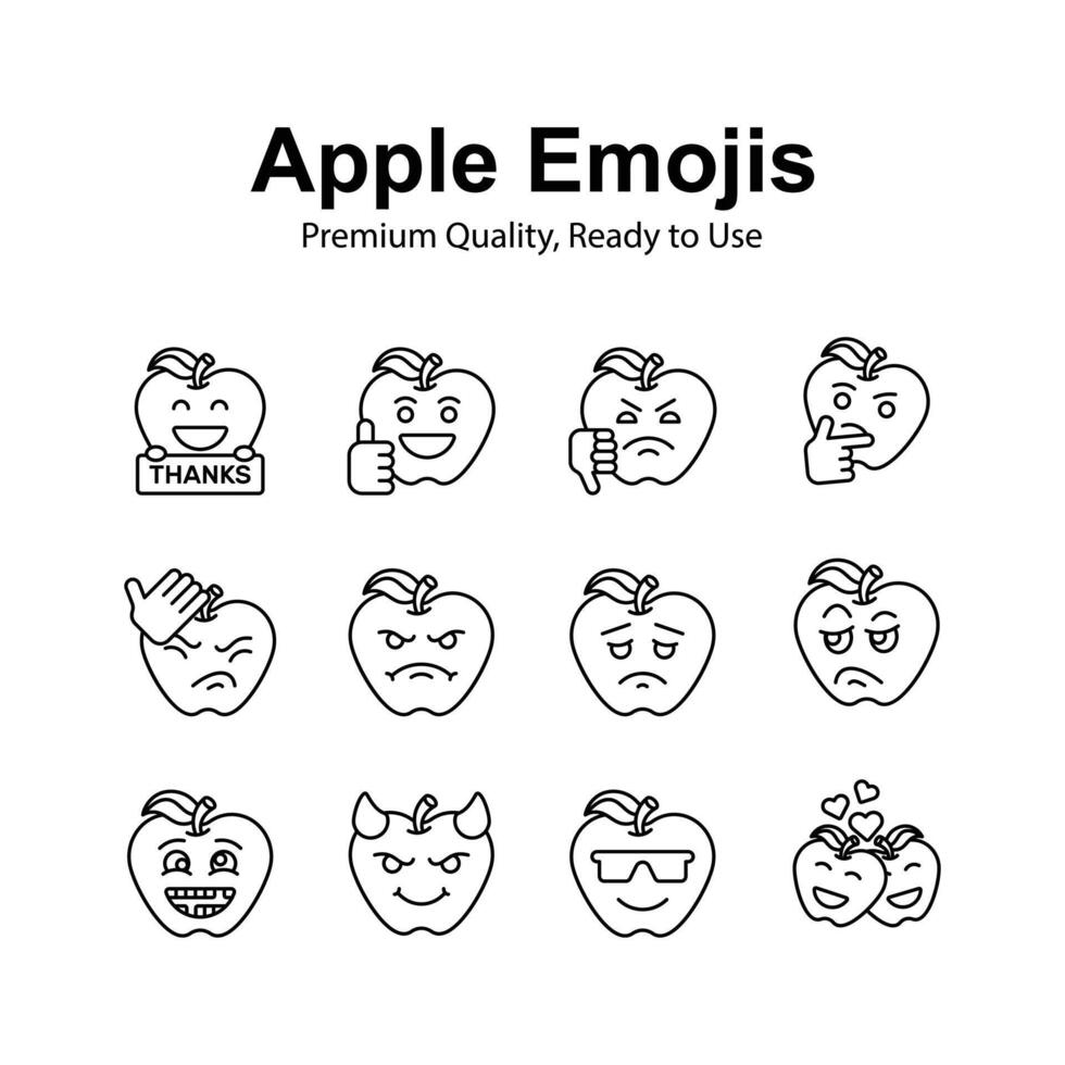 Cute facial expressions, set of emoticons icons, trendy design style vector