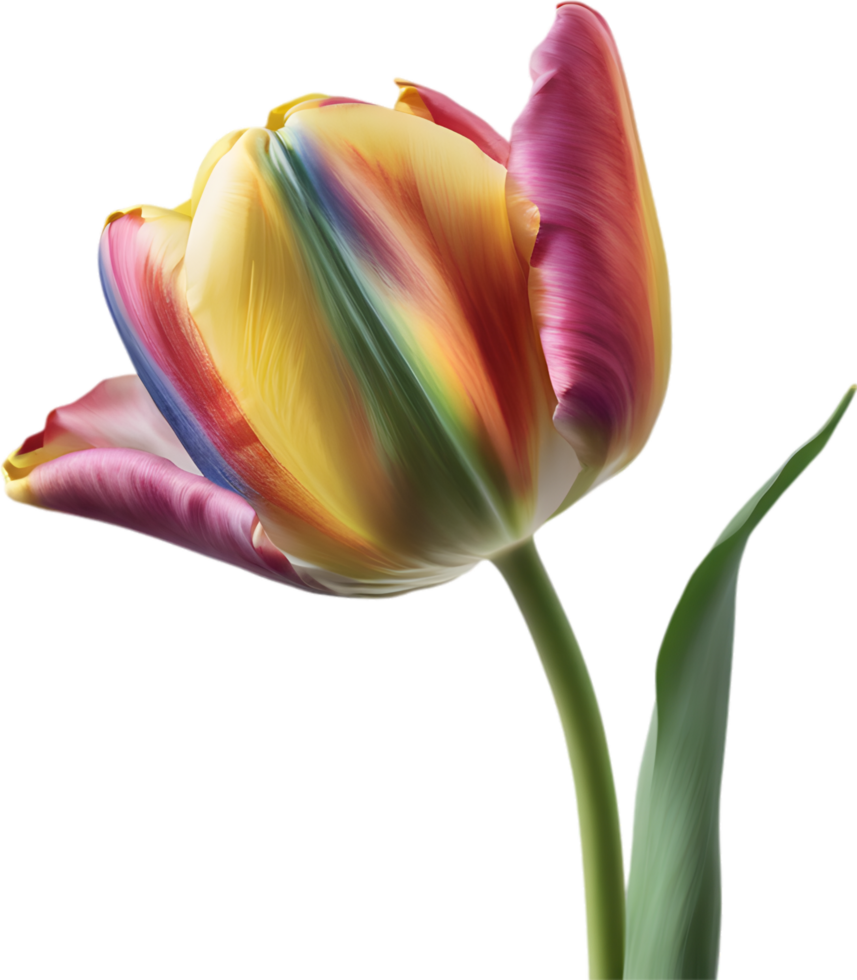Close-up of a blooming tulip flower. AI-Generated. png