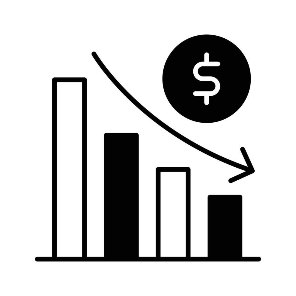 Down chart, financial loss, decrease chart design vector