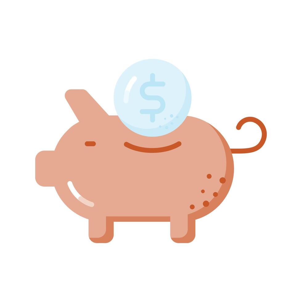 Piggy bank with dollar coin, trendy flat design of money savings vector