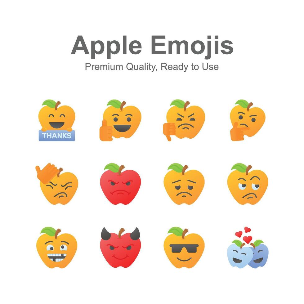 Cute facial expressions, set of emoticons icons, trendy design style vector