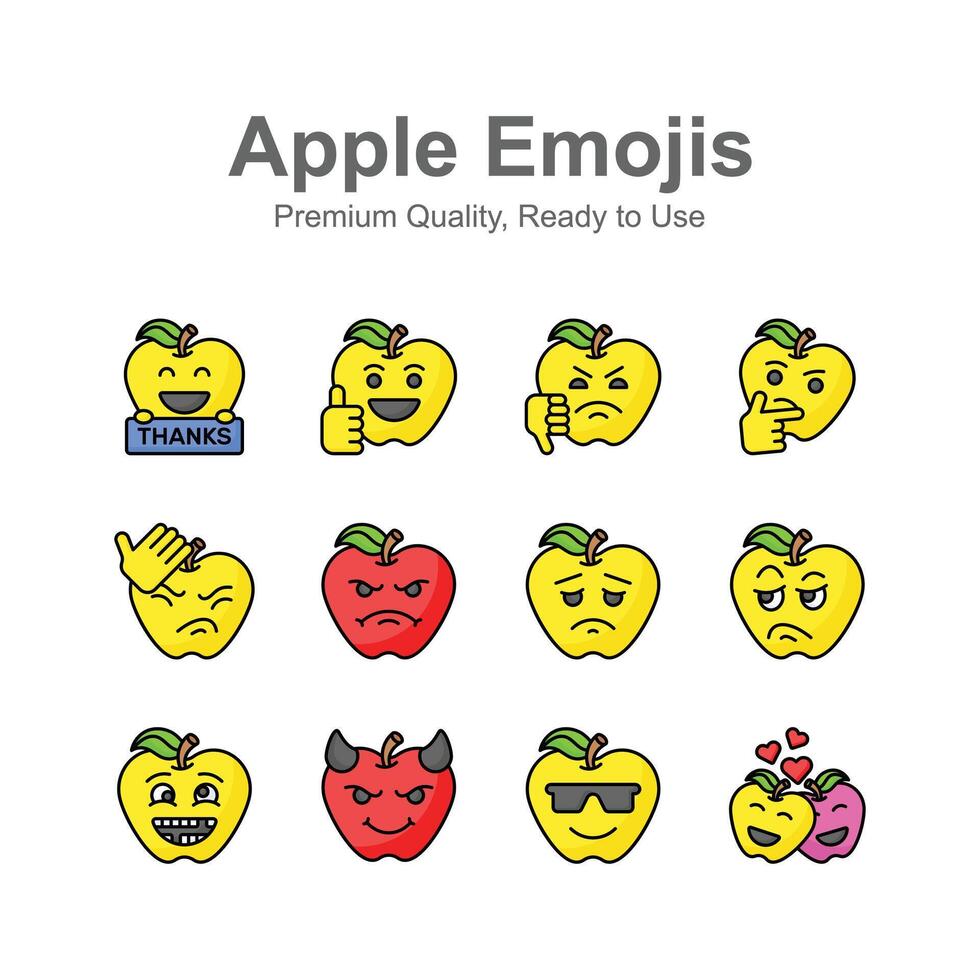 Cute facial expressions, set of emoticons icons, trendy design style vector