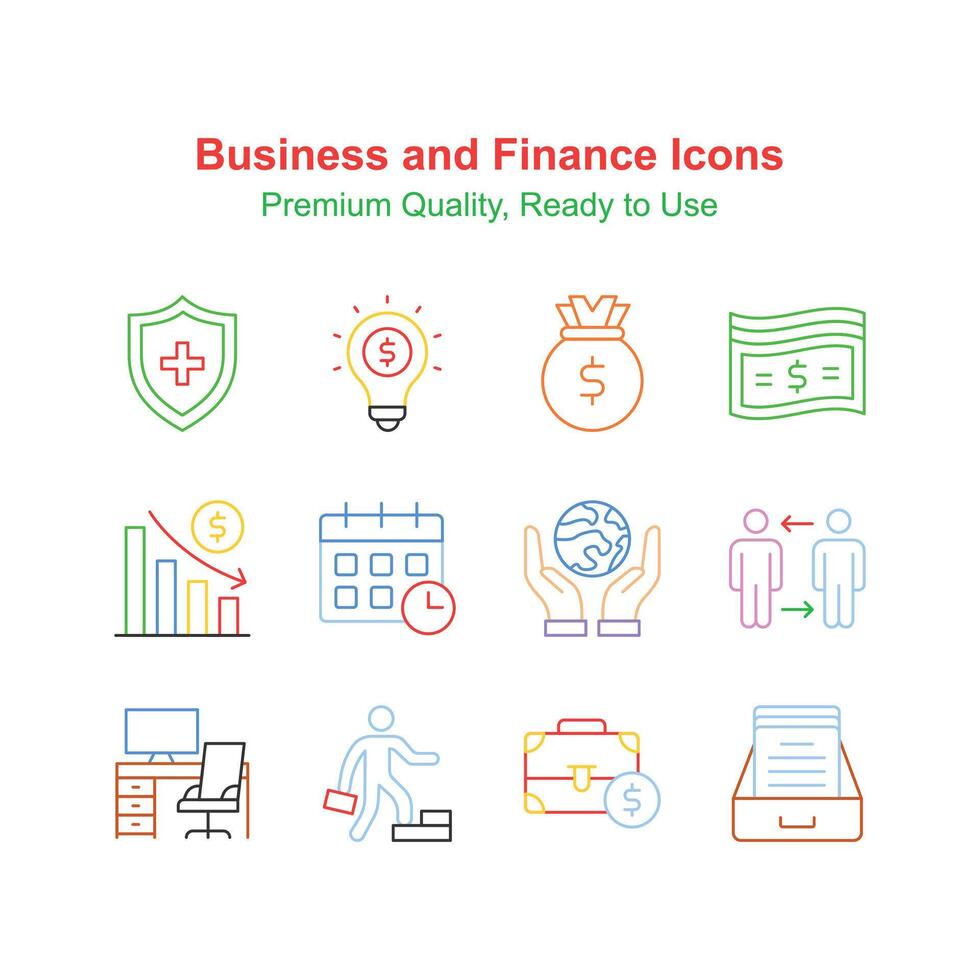 Grab this creatively crafted icons set of business and finance vector