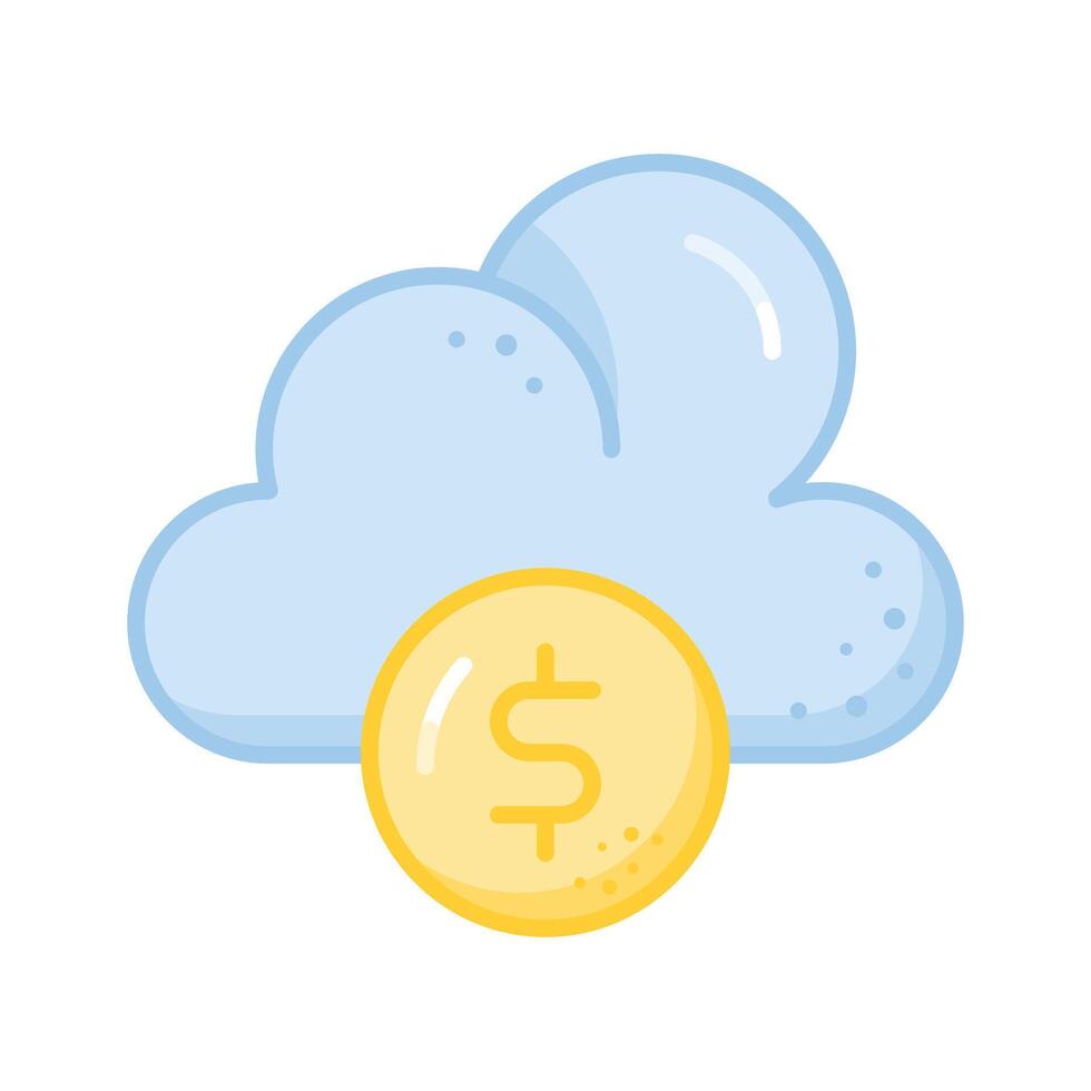 Dollar with cloud denoting icon of cloud money, cloud earnings vector