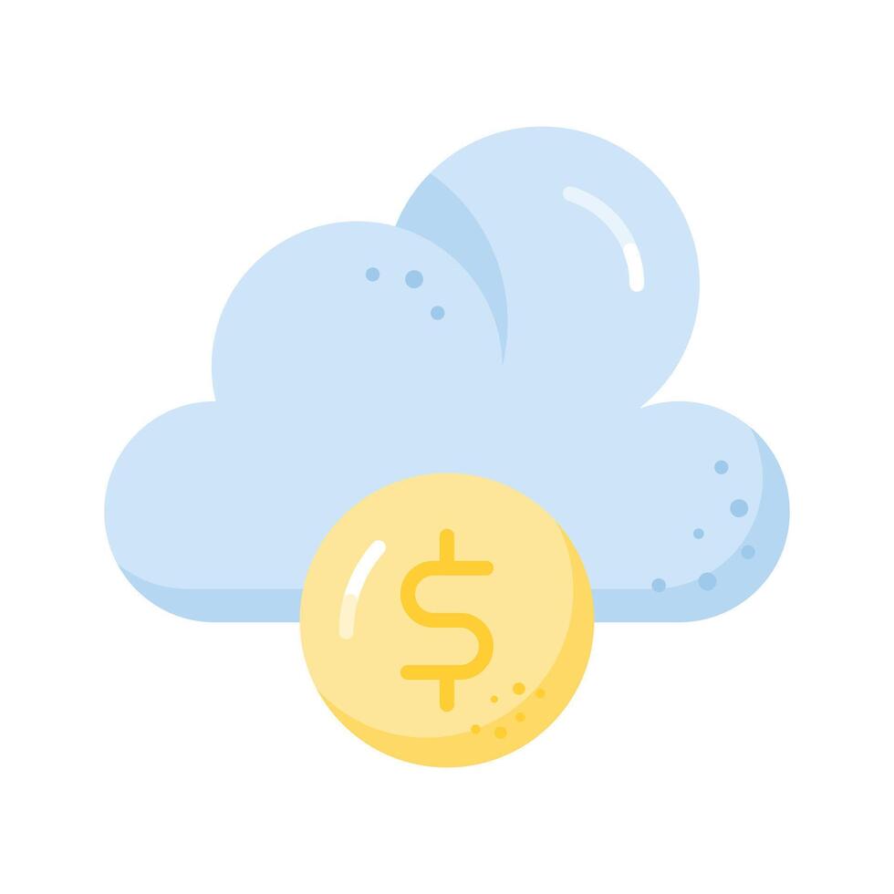 Dollar with cloud denoting icon of cloud money, cloud earnings vector