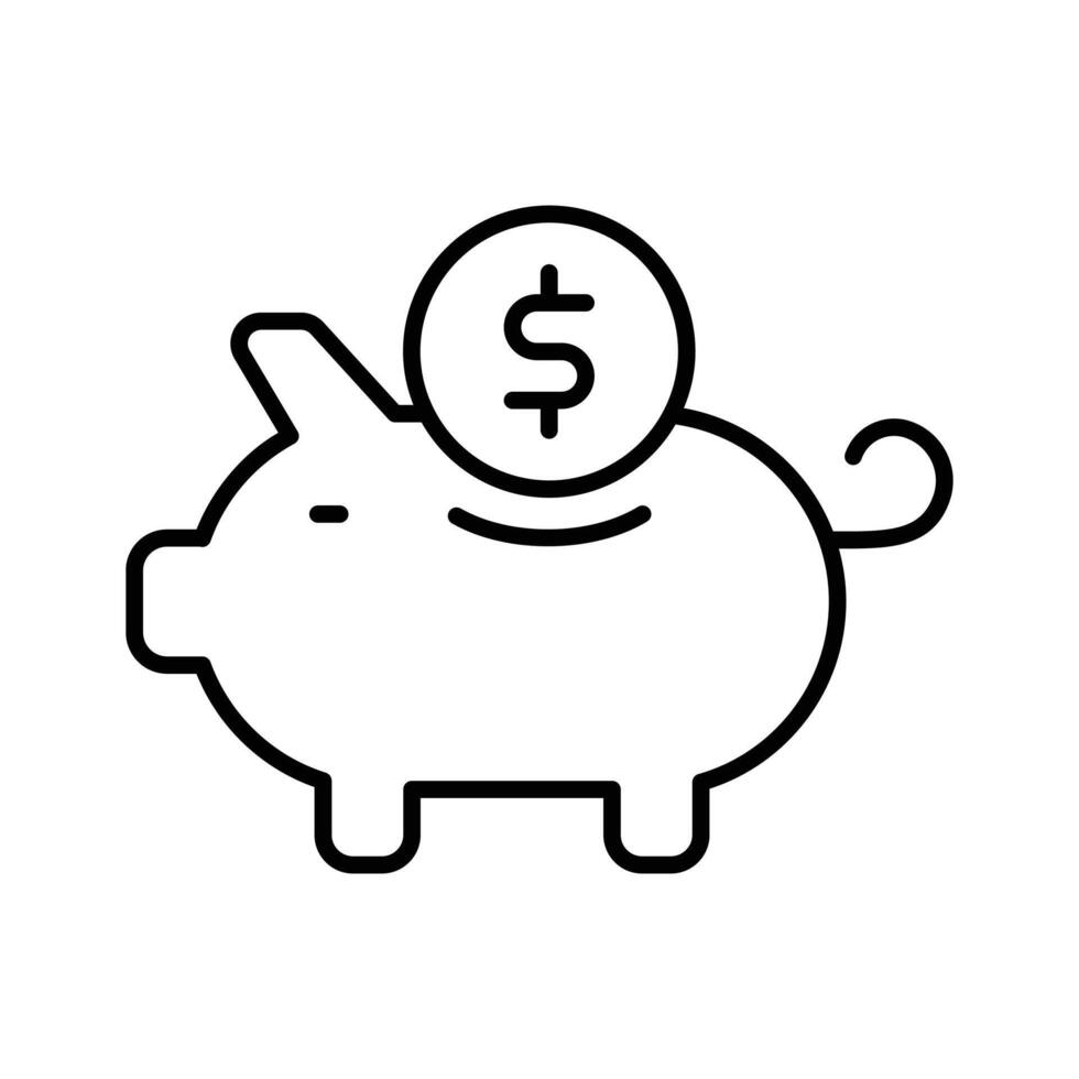 Piggy bank with dollar coin, trendy flat design of money savings vector