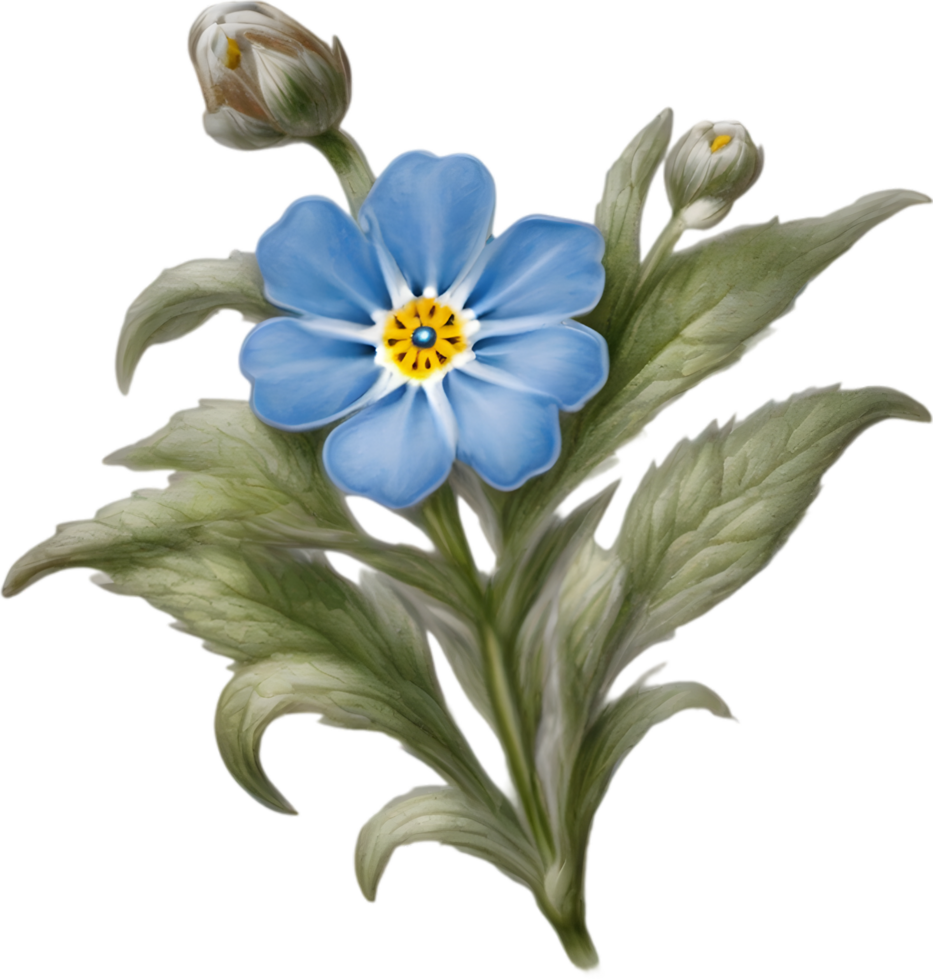 Close-up of a blooming forget-me-not flower. AI-Generated. png