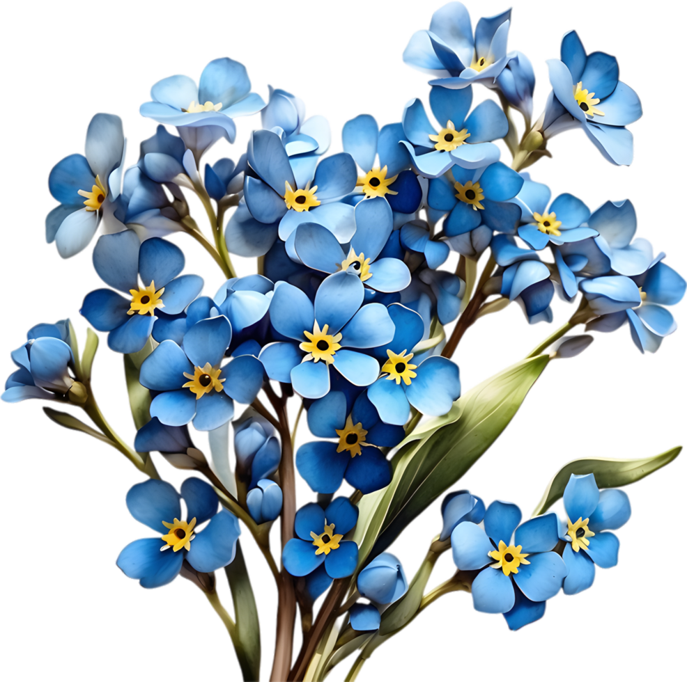 Close-up of a blooming forget-me-not flower. AI-Generated. png