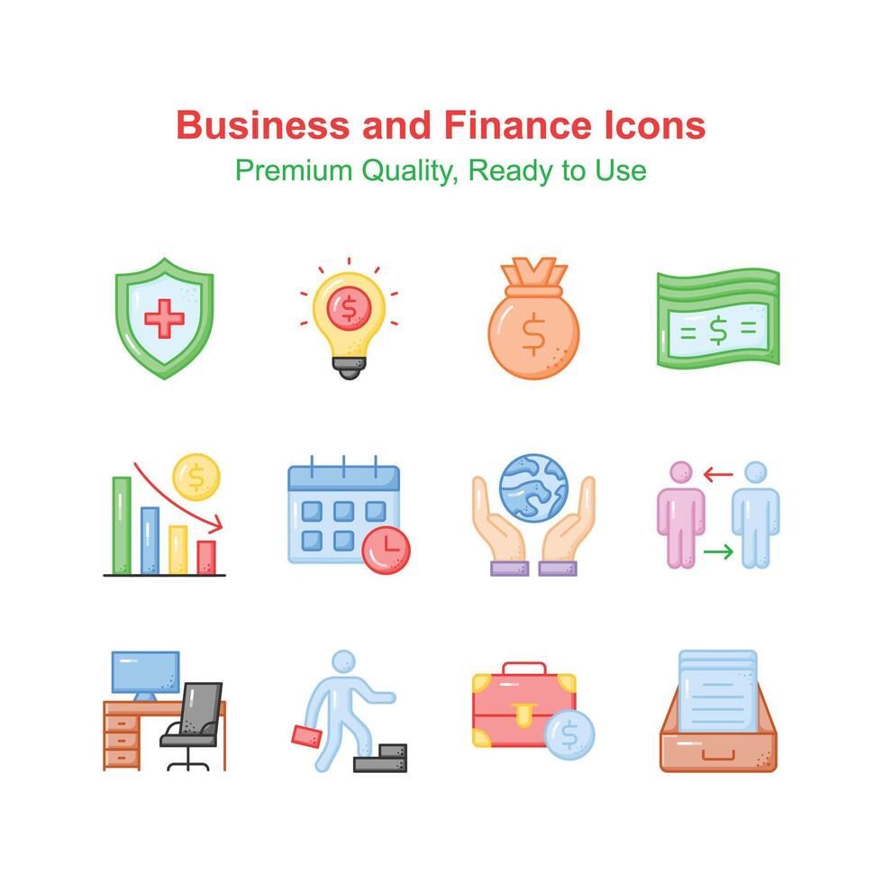 Grab this creatively crafted icons set of business and finance vector