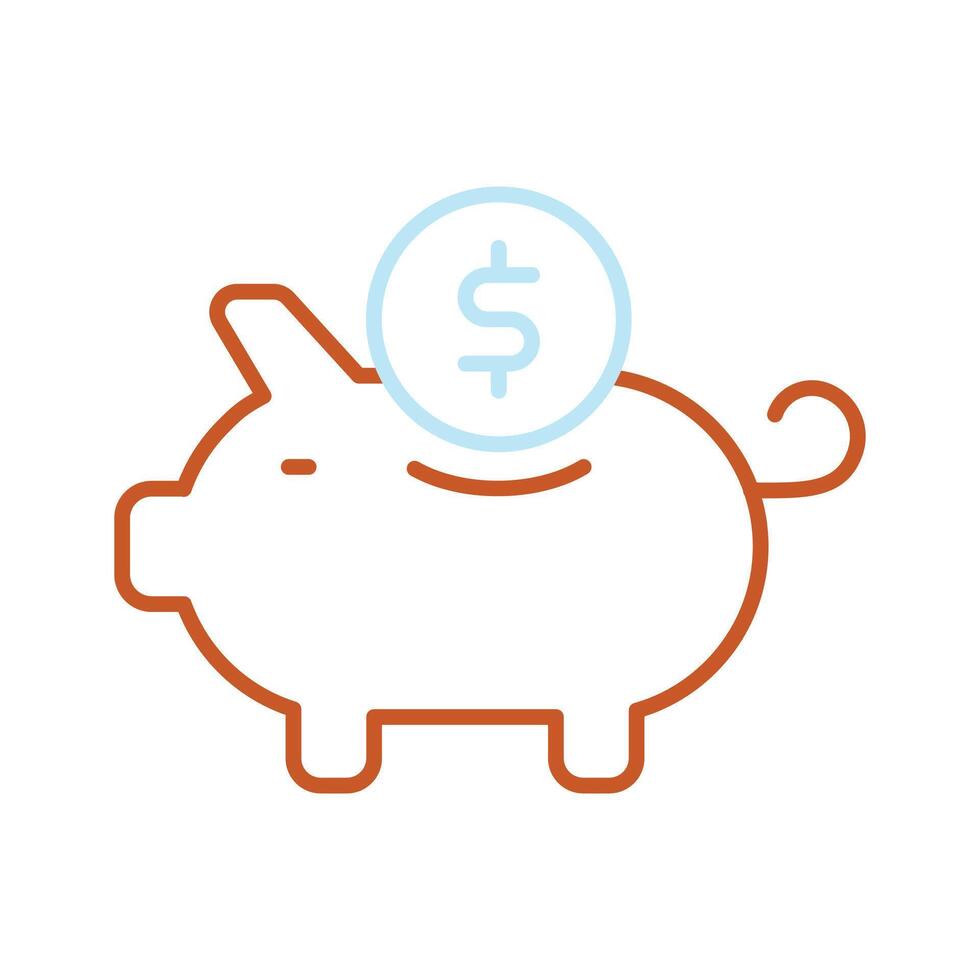 Piggy bank with dollar coin, trendy flat design of money savings vector