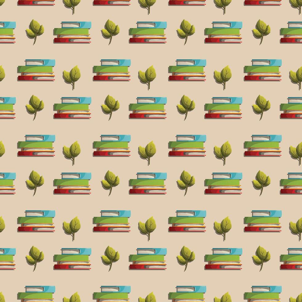 book and leaf pattern illustration vector