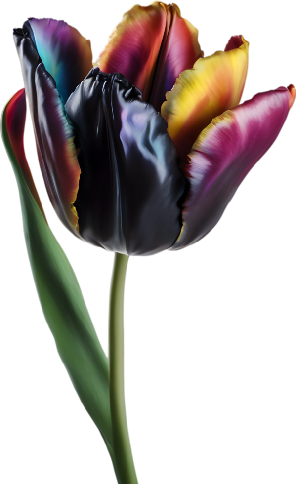 Close-up of a blooming tulip flower. AI-Generated. png