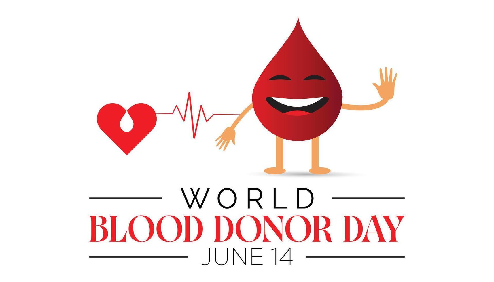 World Blood Donor Day observed every year in June. Template for background, banner, card, poster with text inscription. vector