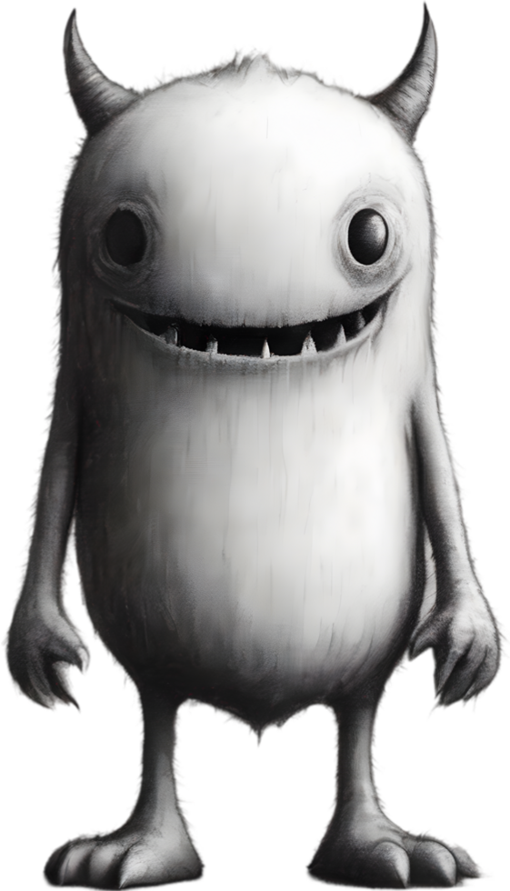 Pencil sketches of a cute monster. Ai-generated. png